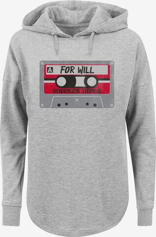 F4NT4STIC Sweatshirt 'Stranger Things Cassette For Will Netflix TV Series' in Grijs: voorkant