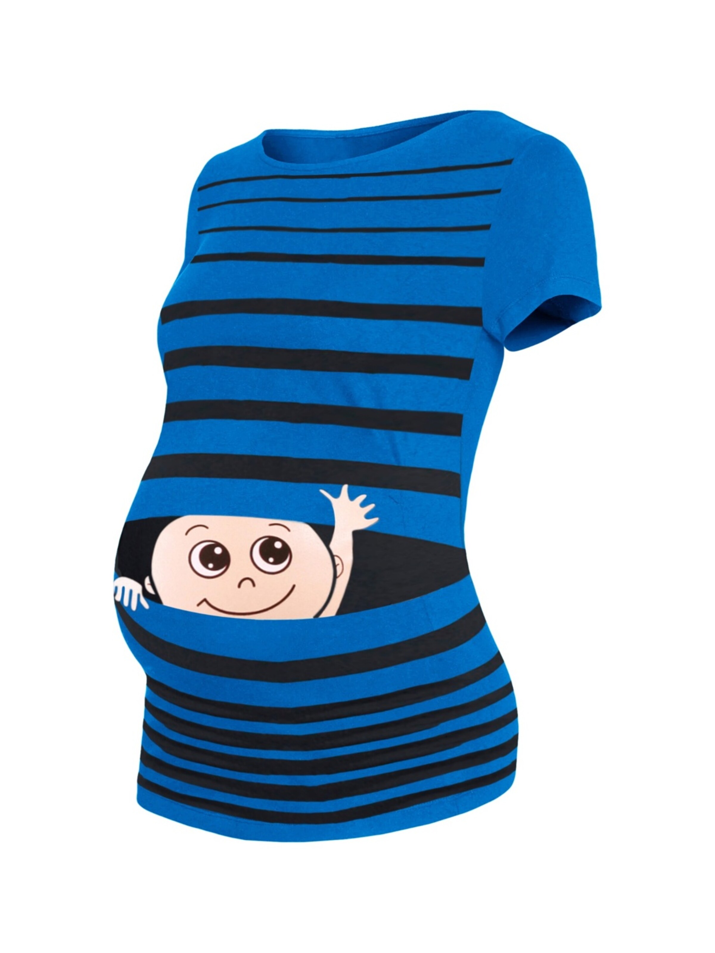 M.M.C. Shirt 'Winke Winke Umstandsshirt' in Blue: front