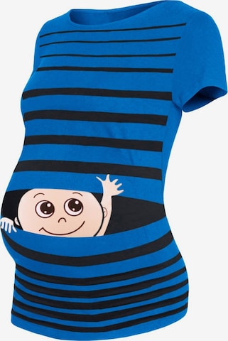 M.M.C. Shirt 'Winke Winke Umstandsshirt' in Blue: front