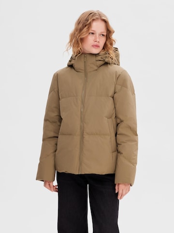 SELECTED FEMME Winter Jacket 'ANNA' in Green