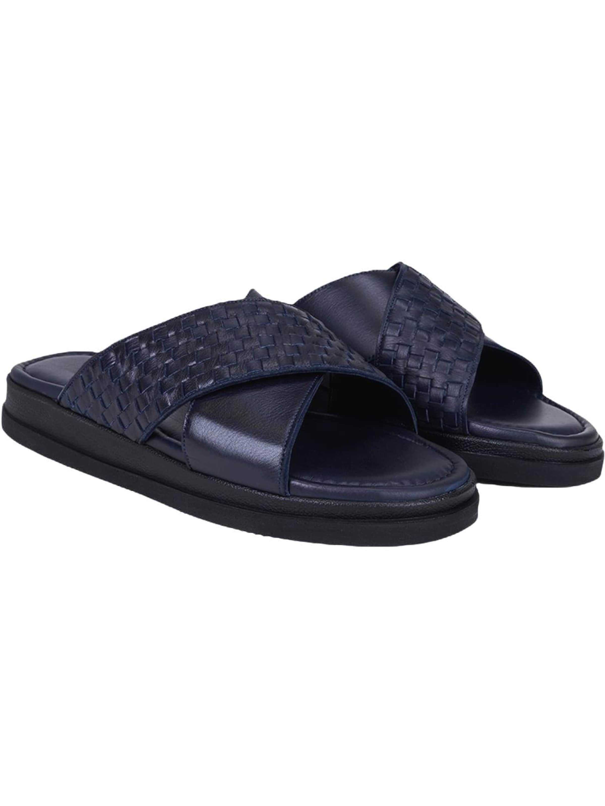 Desa - Zapatos abiertos 'DESA Herren-Pantoletten aus bedrucktem Leder mit gekreuztem Riemen' en azul