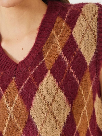 Bianco Lucci Pull-over en crème / orange / rouge rubis, Vue avec produit