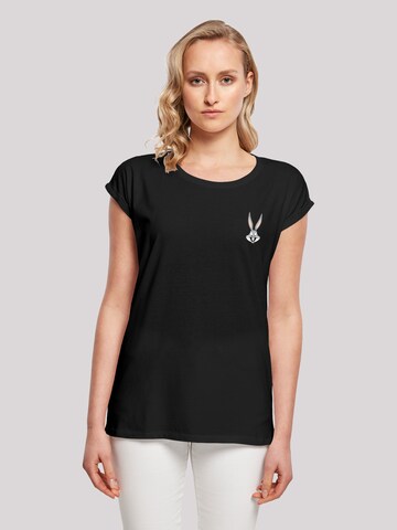 F4NT4STIC Shirt 'Looney Tunes Bugs Bunny Breast Print' in Black: front