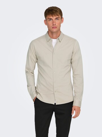 Coupe slim Chemise 'ONSROBIN' Only & Sons en gris