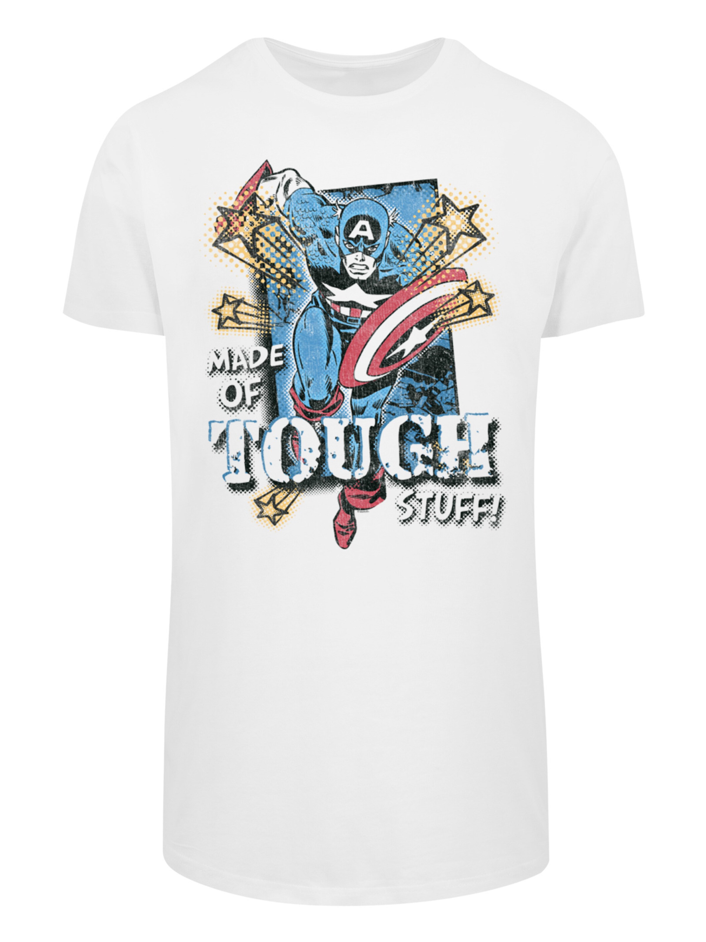 T-Shirt 'Marvel Captain America Made Of Tough Stuff' F4NT4STIC en blanc : devant
