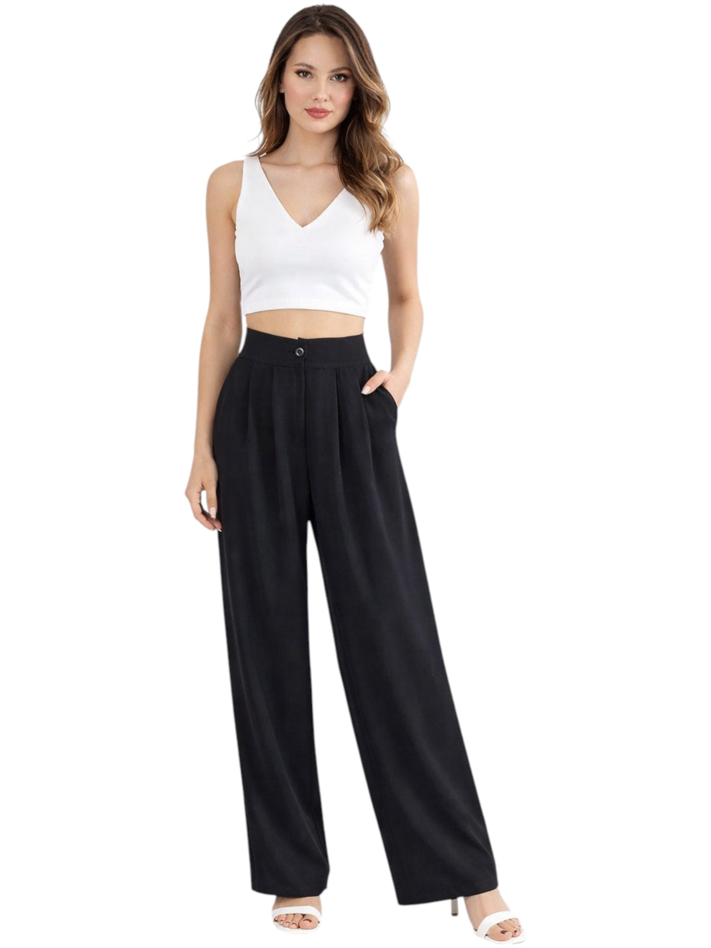 Wide Leg Pantalon à pince 'ALYA' fashionshowcase en noir