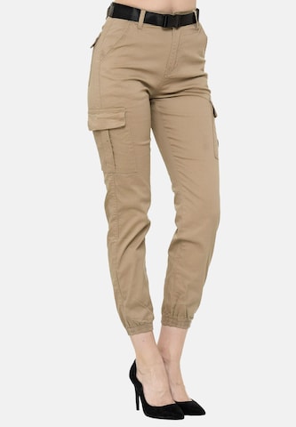Elara Slimfit Cargobroek in Beige