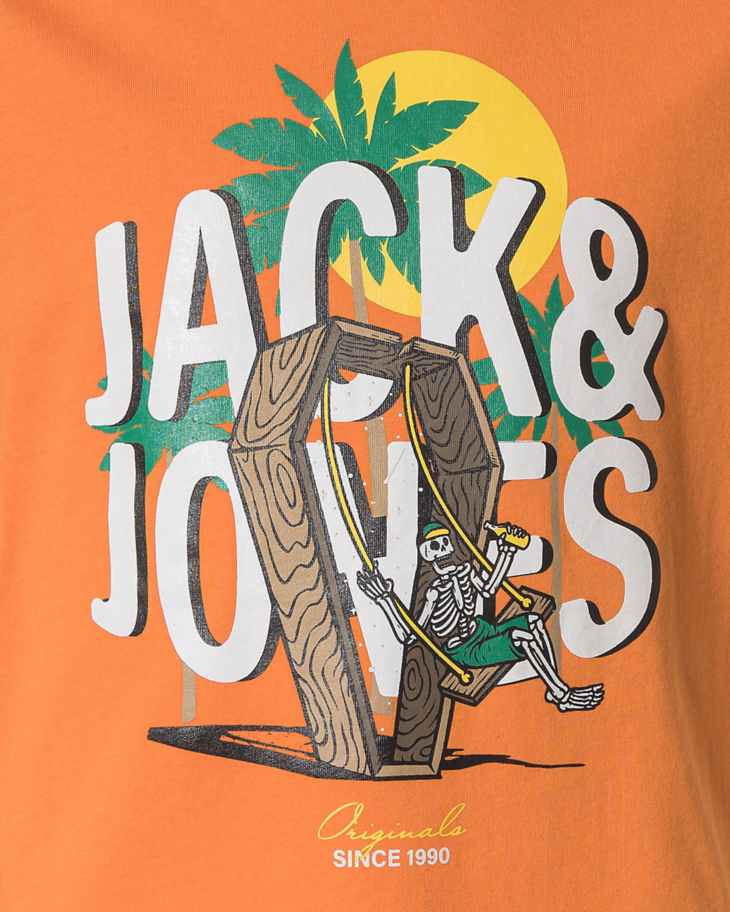Kinder Teens (Gr. 140-176) Jack & Jones Junior Shirt 'SUNNY SKULL' in Orange - RO24065 Kinder Teens (Gr. 140-176) Jack & Jones Junior Shirt 'SUNNY SKULL' in Orange - RO24065