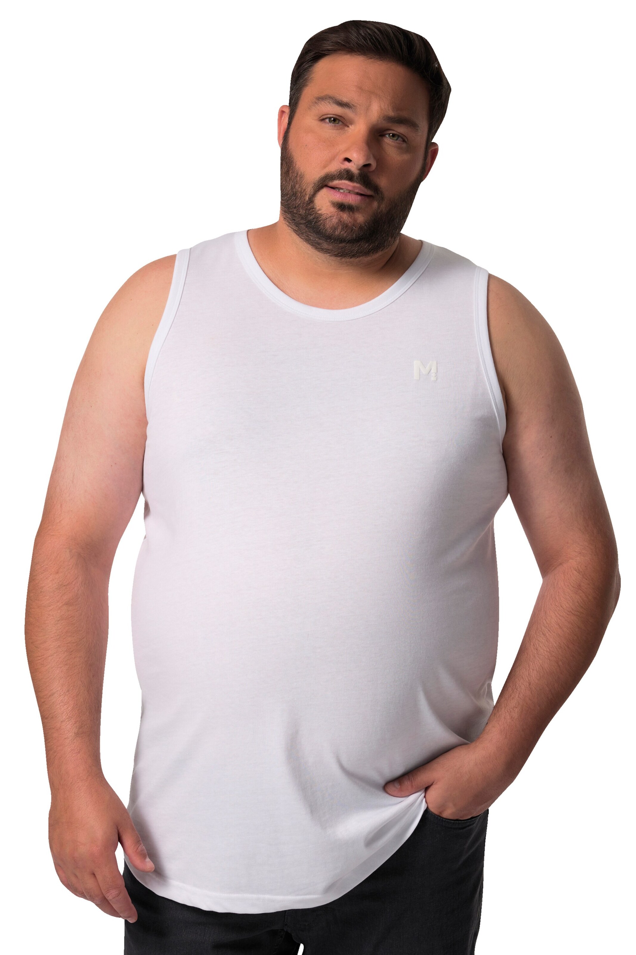Men Plus Shirt in White: front