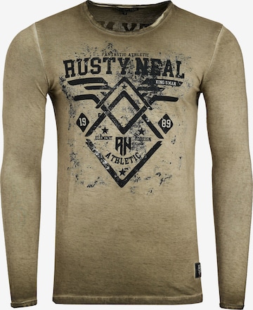 Rusty Neal Longsleeve mit großem Front-Print in Grün: predná strana