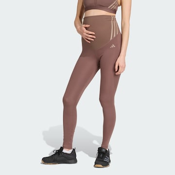 ADIDAS PERFORMANCE Скинни Спортивные штаны 'Optime Essentials' в Коричневый: спереди