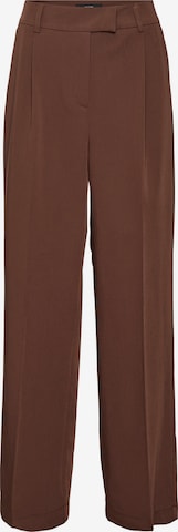 VERO MODA Trousers with creases 'Zelda' in Brown: front