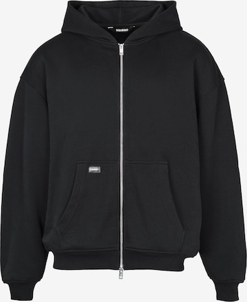 Squeqo Zip-Up Hoodie 'Cotton 435 GSM' in Black: front