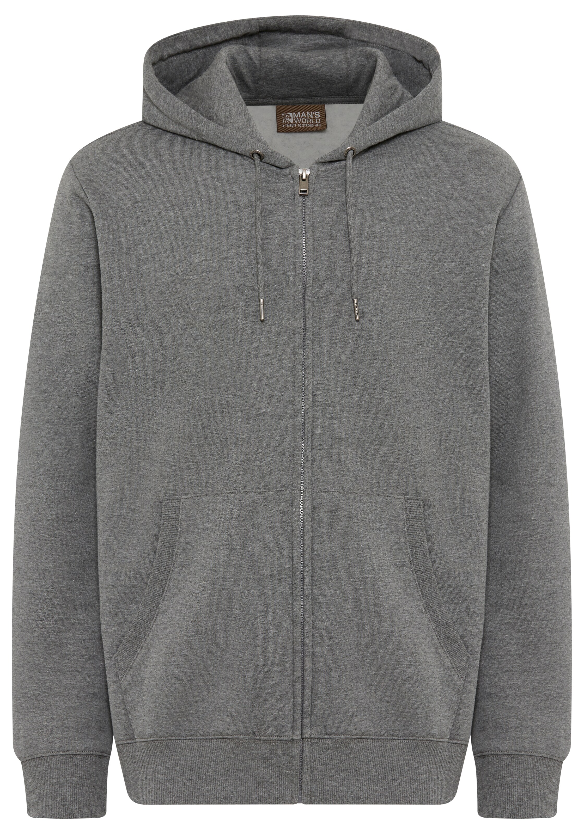 Man's World Zip-Up Hoodie in Grey: front
