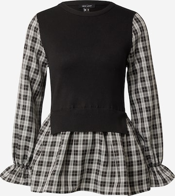 NEW LOOK Blouse 'CHECK' in Zwart: voorkant