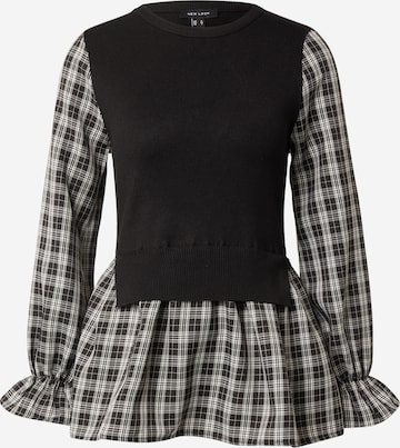 NEW LOOK Блуза 'CHECK' в черно: отпред