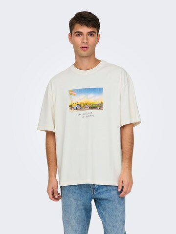 Tricou 'ONSDEVIN' de la Only & Sons pe alb: față