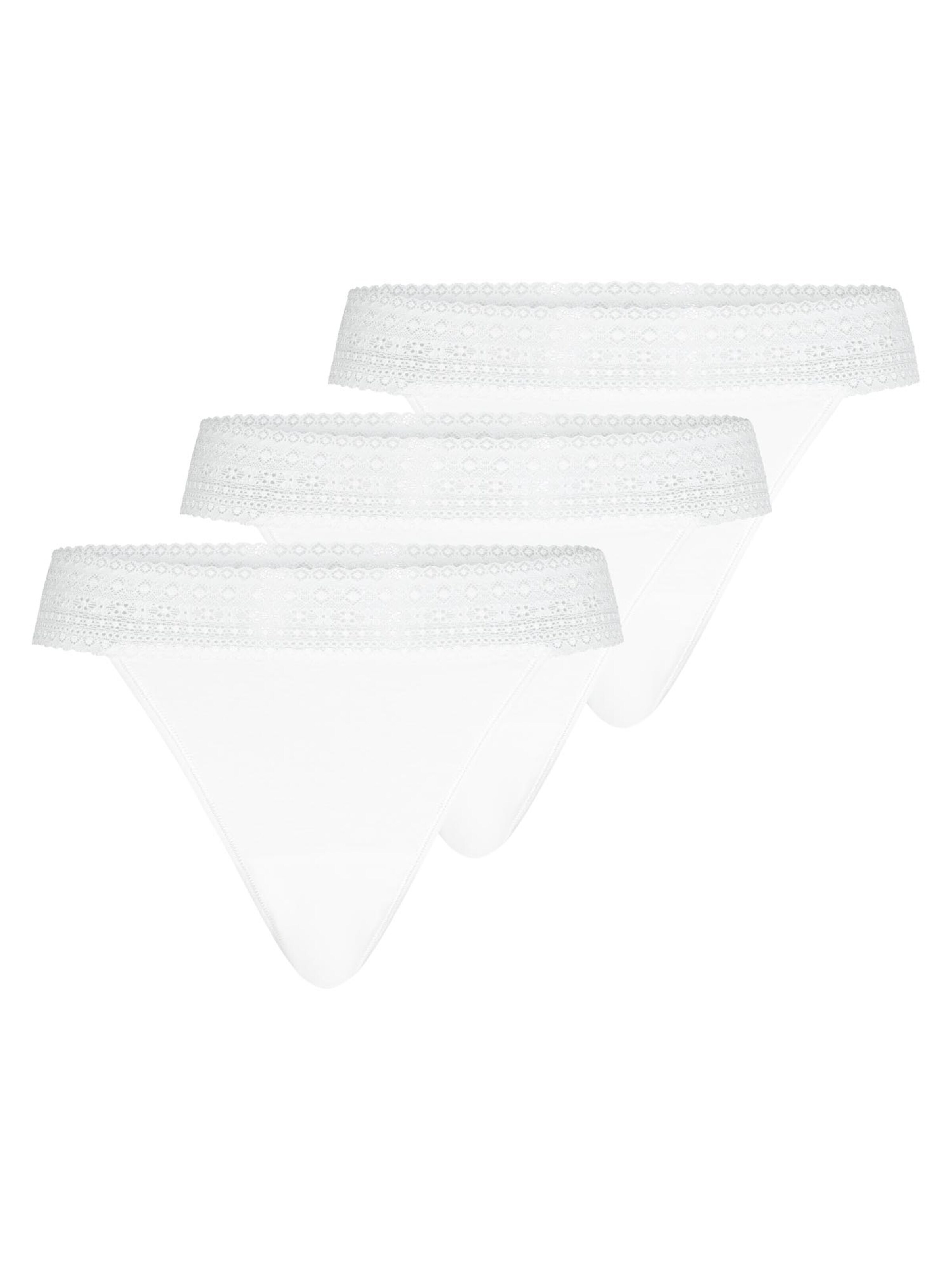 Mey Thong 'Modal Lace' in White: front