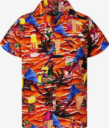 King Kameha Shirt 'Parrot Beer' in Orange: Vorderseite