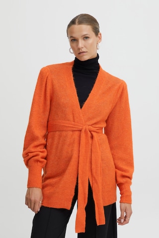 ICHI Knit Cardigan 'Kamara' in Orange: front