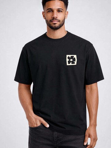 Neverless Shirt 'Blume Quadrat' in Black