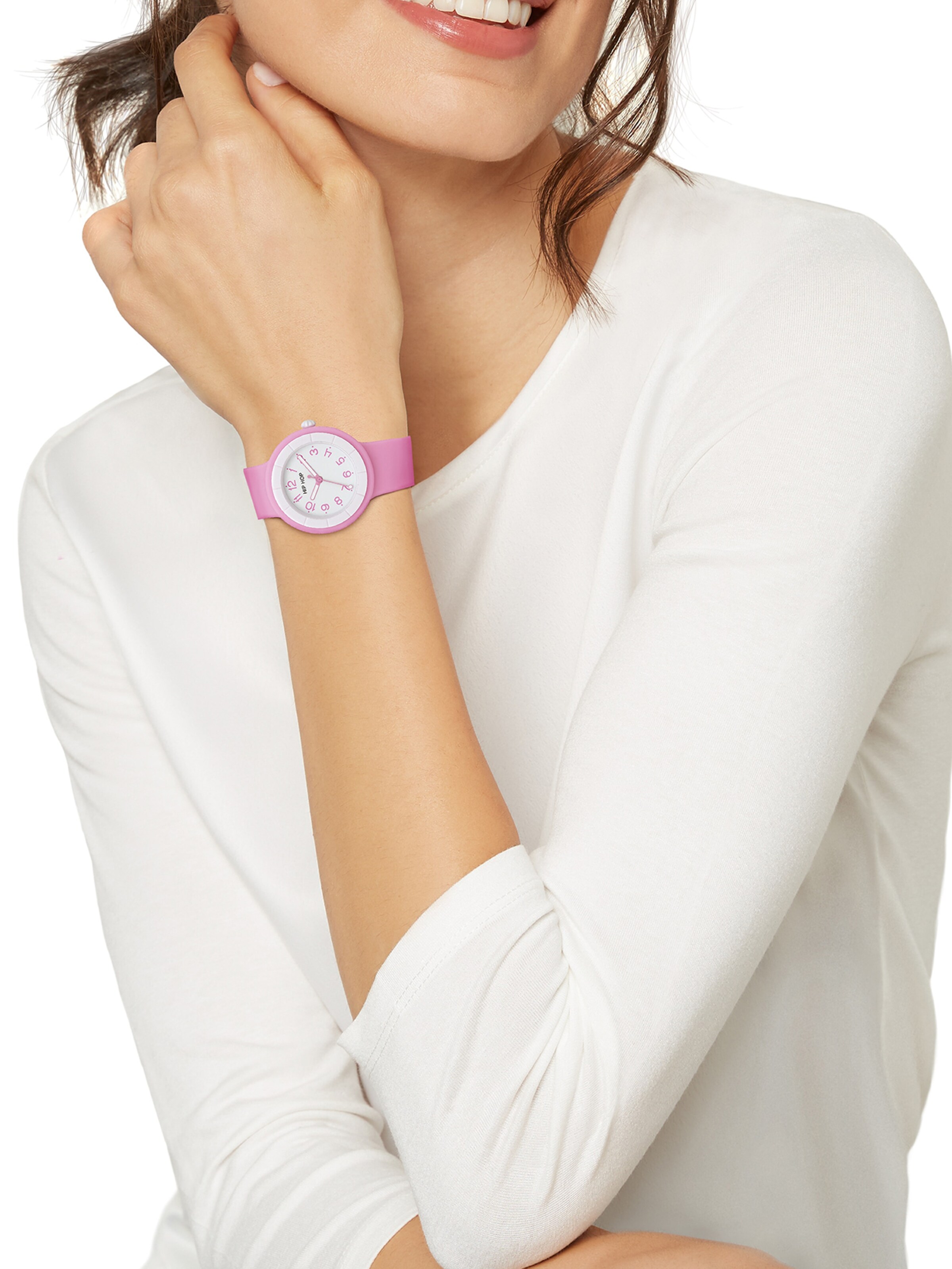 Hip Hop Analoguhr in Pink: Vorderseite