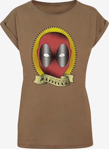 ABSOLUTE CULT Shirt 'Deadpool - Tattoo Print' in Groen: voorkant