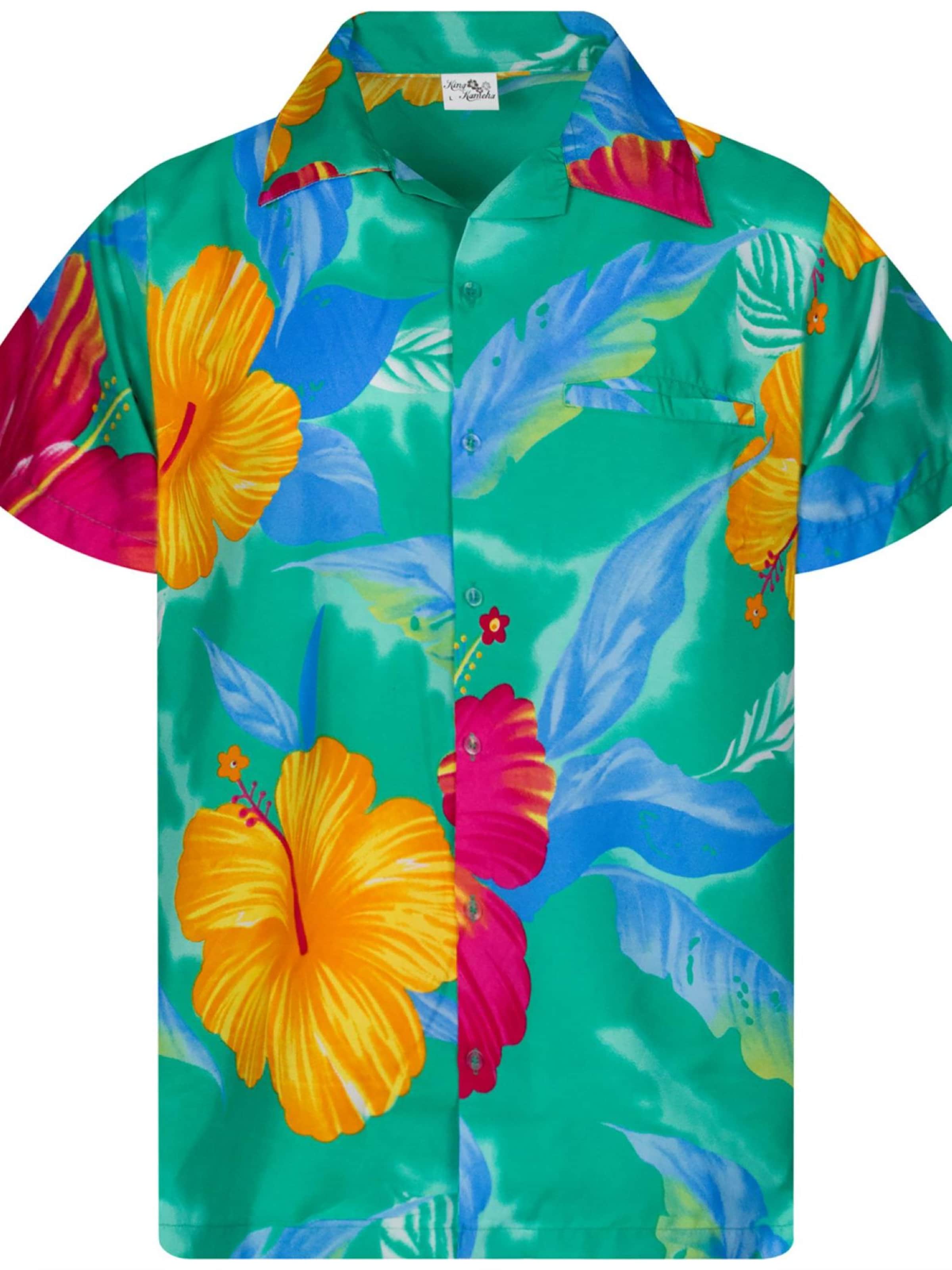 Maglietta 'Big Flower' di King Kameha in blu: frontale