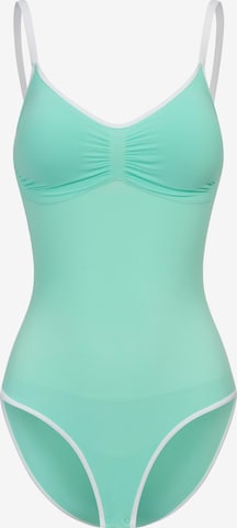 Body modellante 'Lined Bodysuit Sculpting Shapewear mit integrierten Pads mit Slip' di cfab (formerly creamy fabrics) in verde: frontale