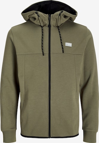 JACK & JONES Кофта на молнии 'JCOAir' в Зеленый: спереди