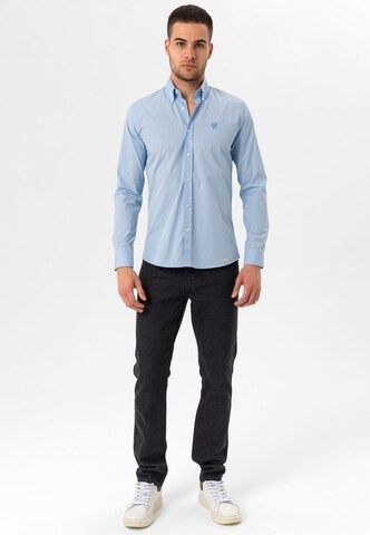 Jimmy Sanders Slim Fit Hemd in Blau