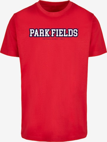 Merchcode Shirt 'Park Fields - Established' in Rood: voorkant