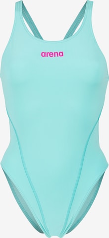 ARENABustier Jednodijelni kupaći kostim 'Swim Tech Solid' - zelena boja: prednji dio