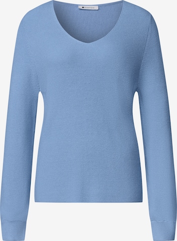STREET ONE Langarm Pullover mit V-Ausschnitt in Blau: Vorderseite