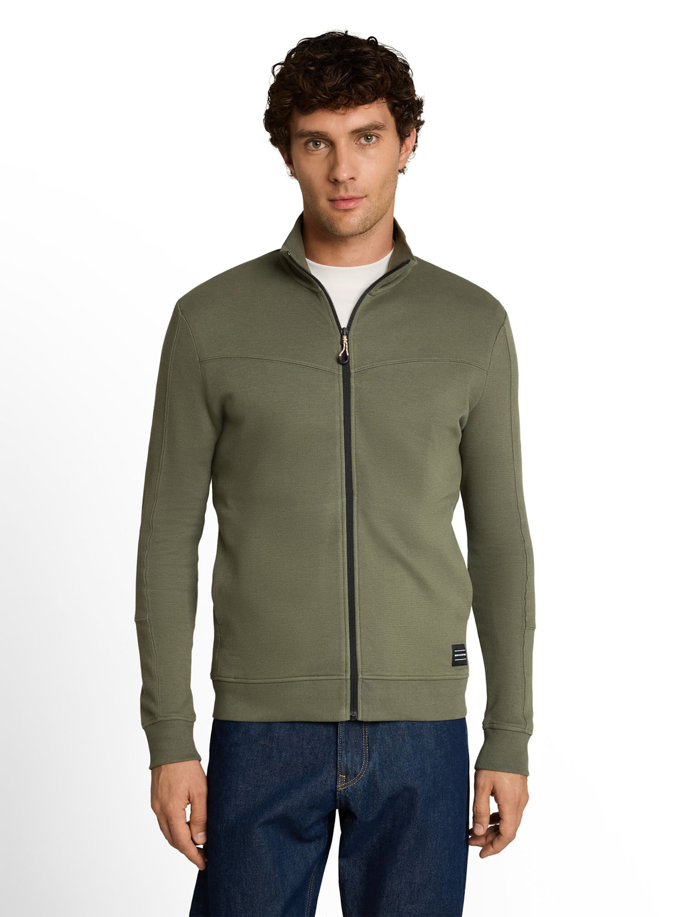 TOM TAILOR DENIM Sweatvest in Groen: voorkant