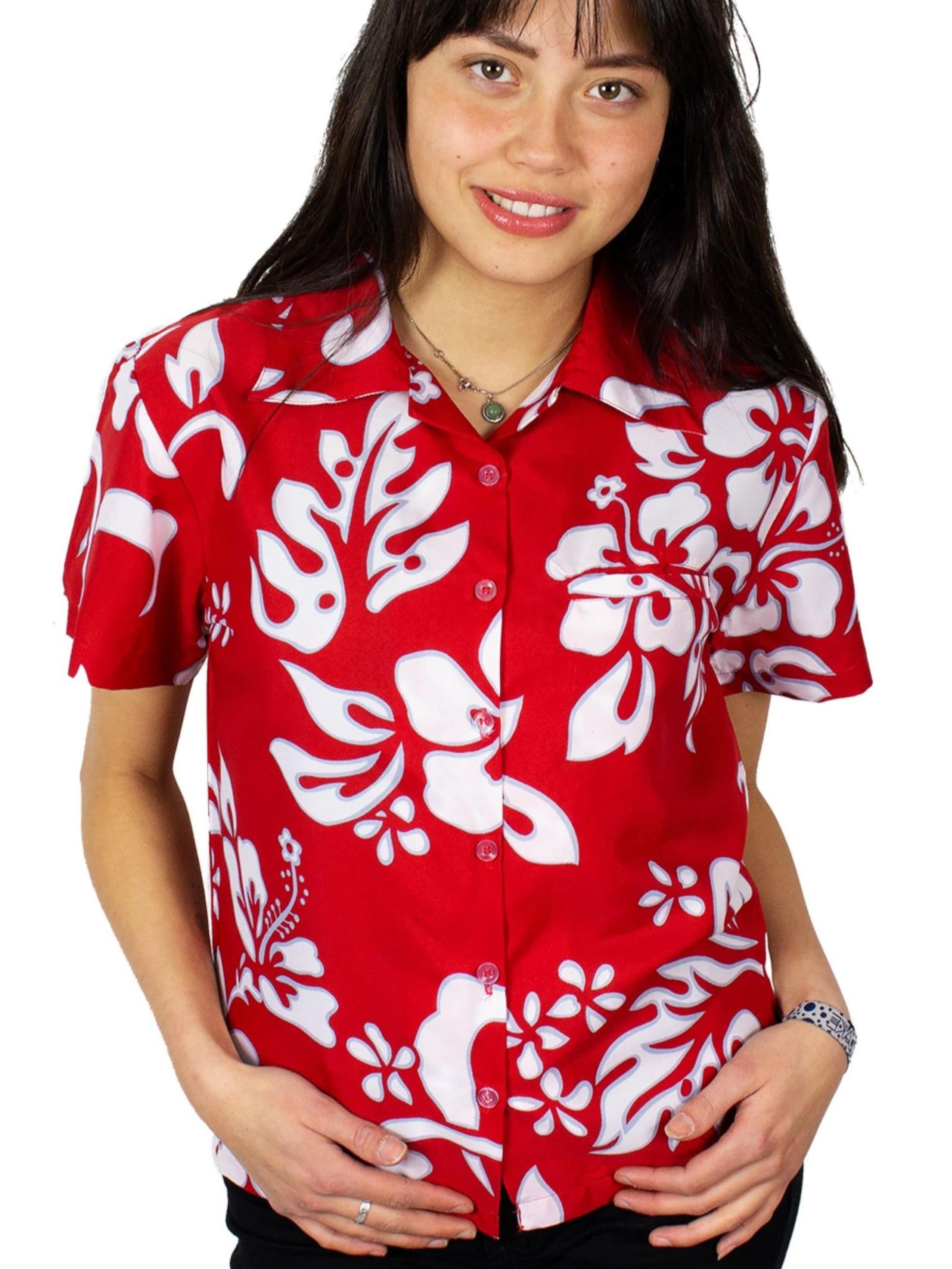 King Kameha Blouse 'Hibiscus' in Red: front