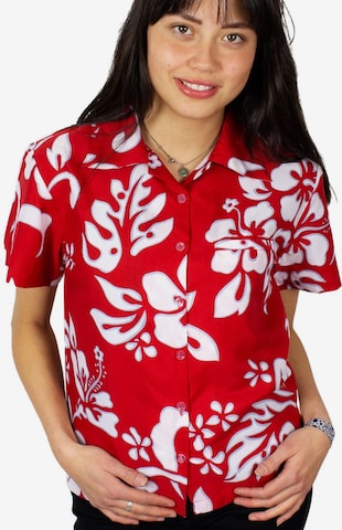 King Kameha Blouse 'Hibiscus' in Red: front