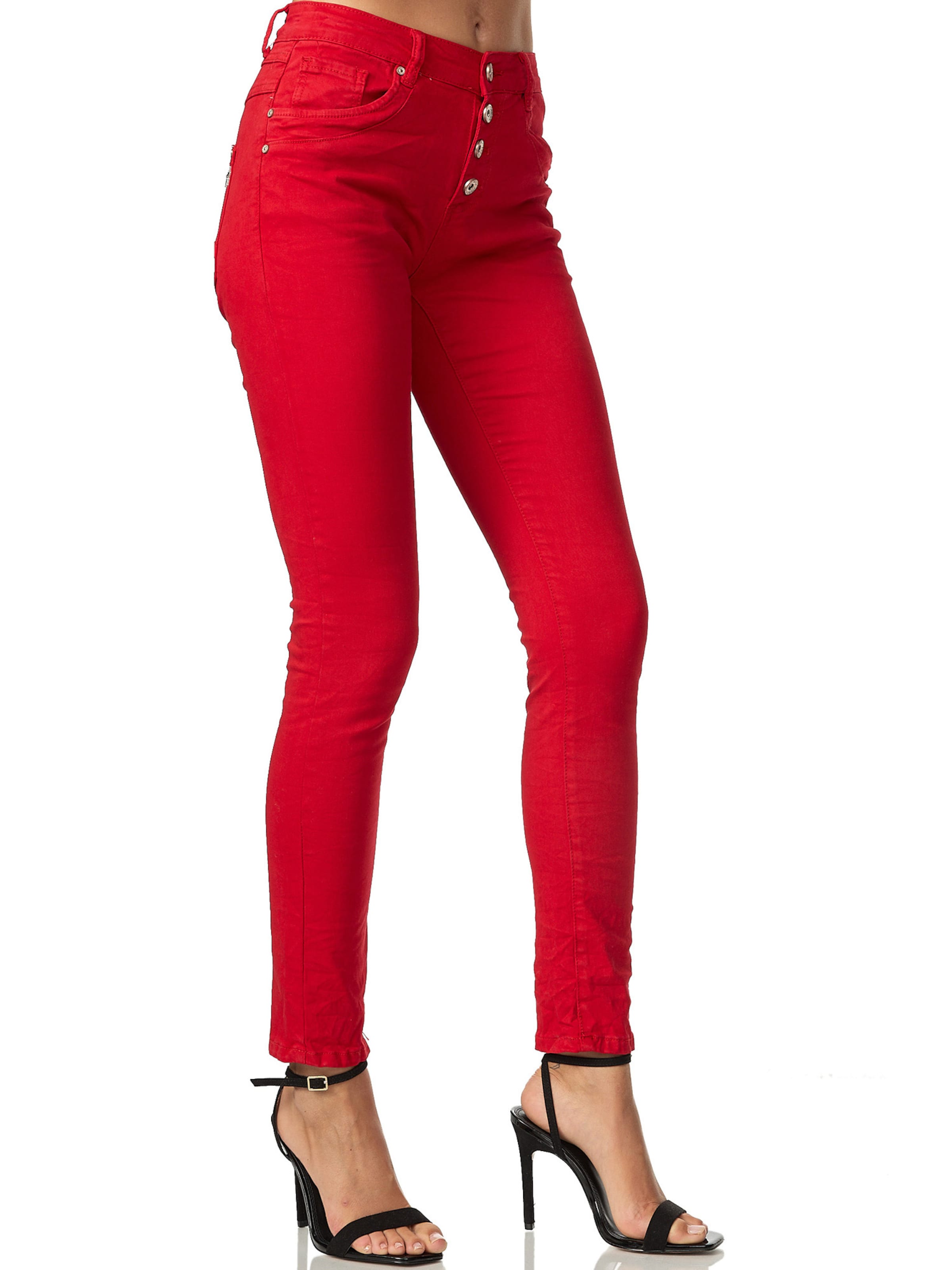 Elara Skinny Jeans in Red