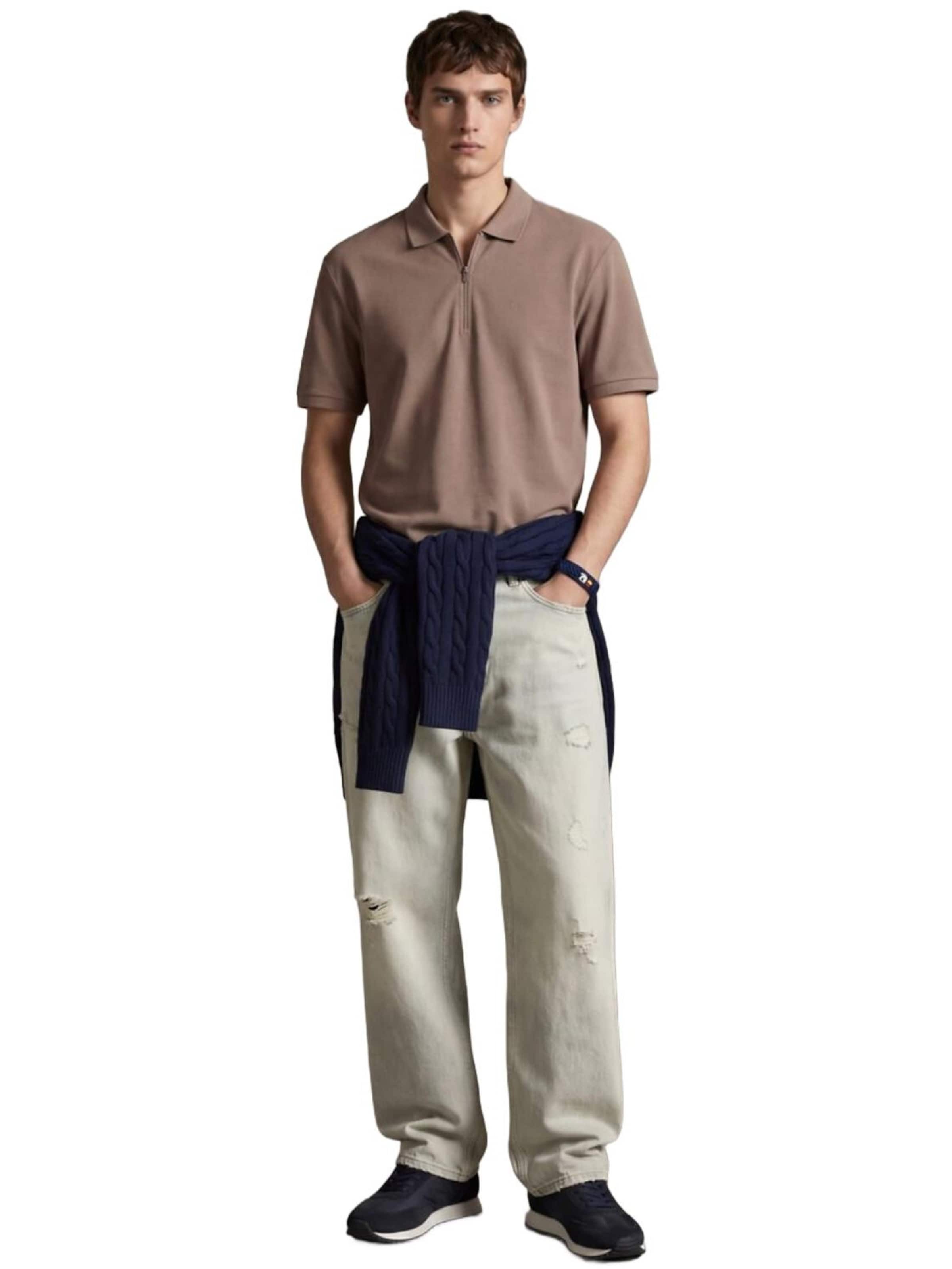 LTB Jeans - Camiseta 'LTB Jeans Herren-Polohemd aus Piqué mit Reißverschluss' en marrón