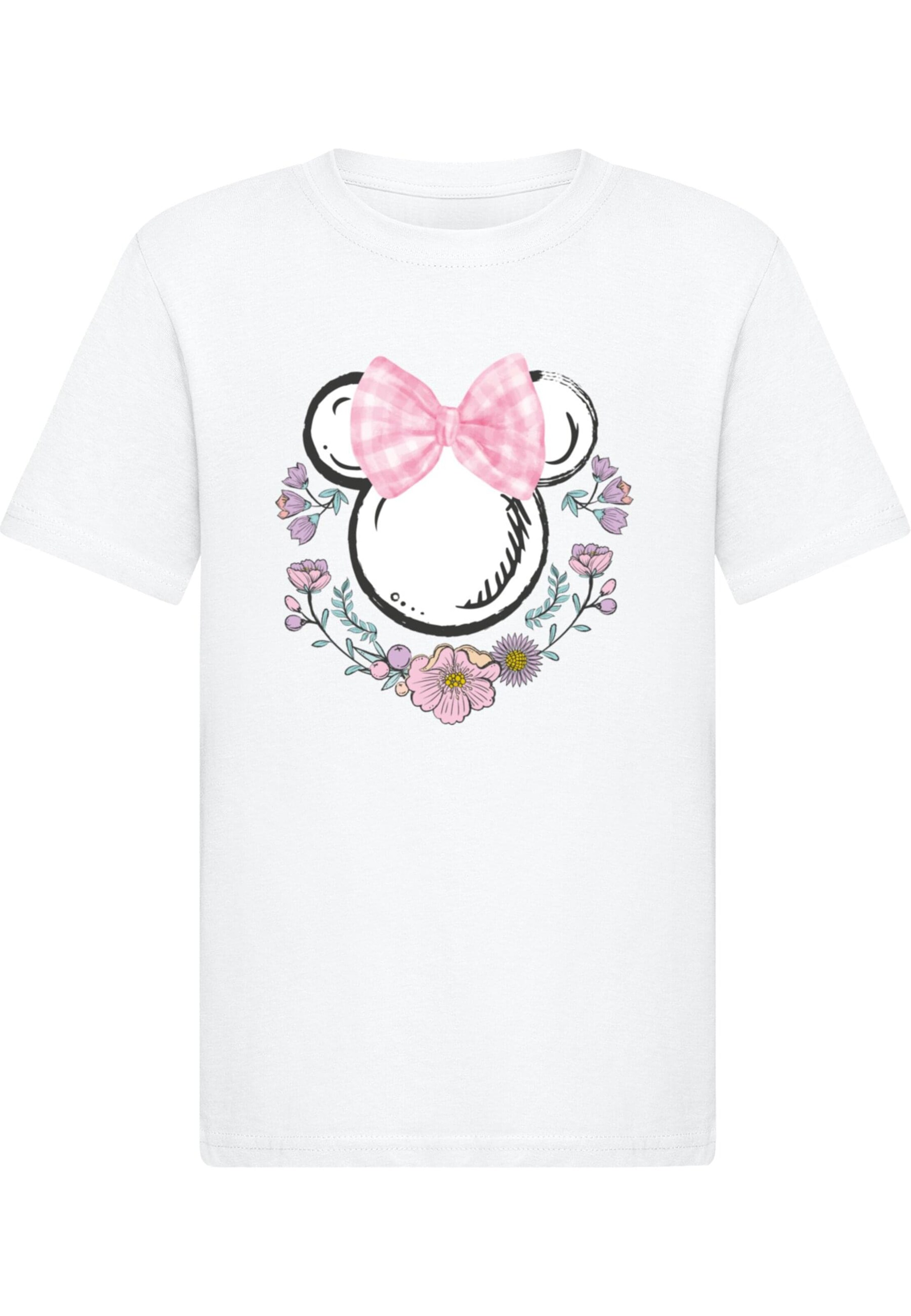 ABSOLUTE CULT Shirt 'Minnie Mouse - Flowers' in Wit: voorkant