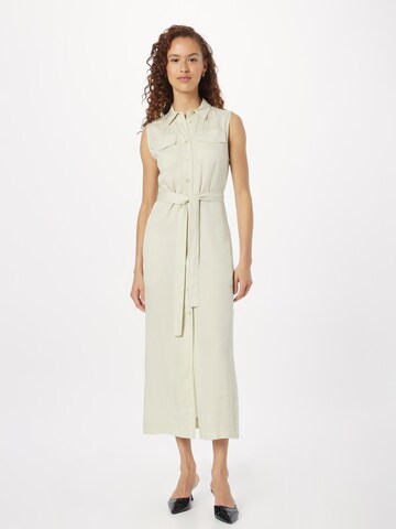 Calvin Klein - Vestido camisero en beige: frente