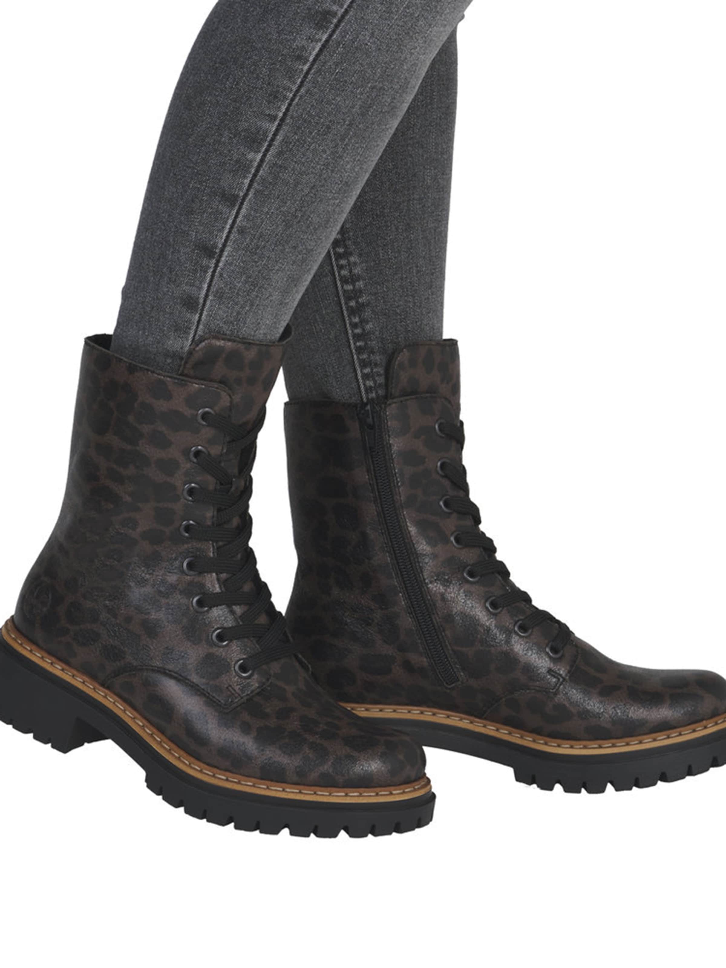 Rieker Lace-Up Ankle Boots in Brown