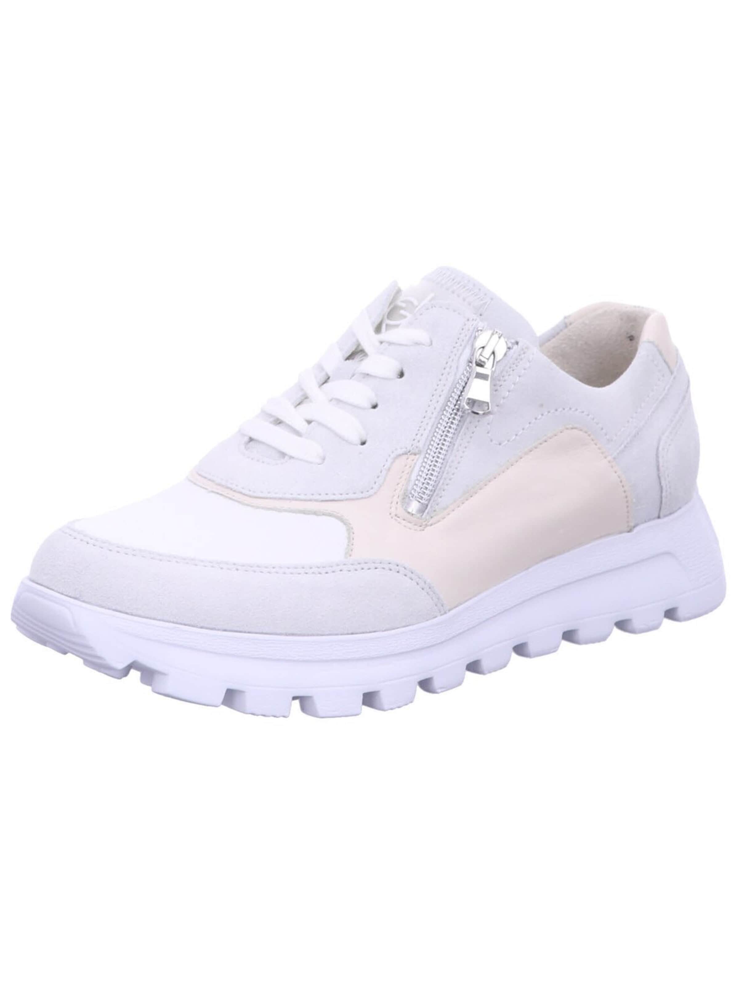 WALDLÄUFER Låg sneaker 'Sneaker Low Damen 993003-500 297 Echtleder in beige' i vit: framsida
