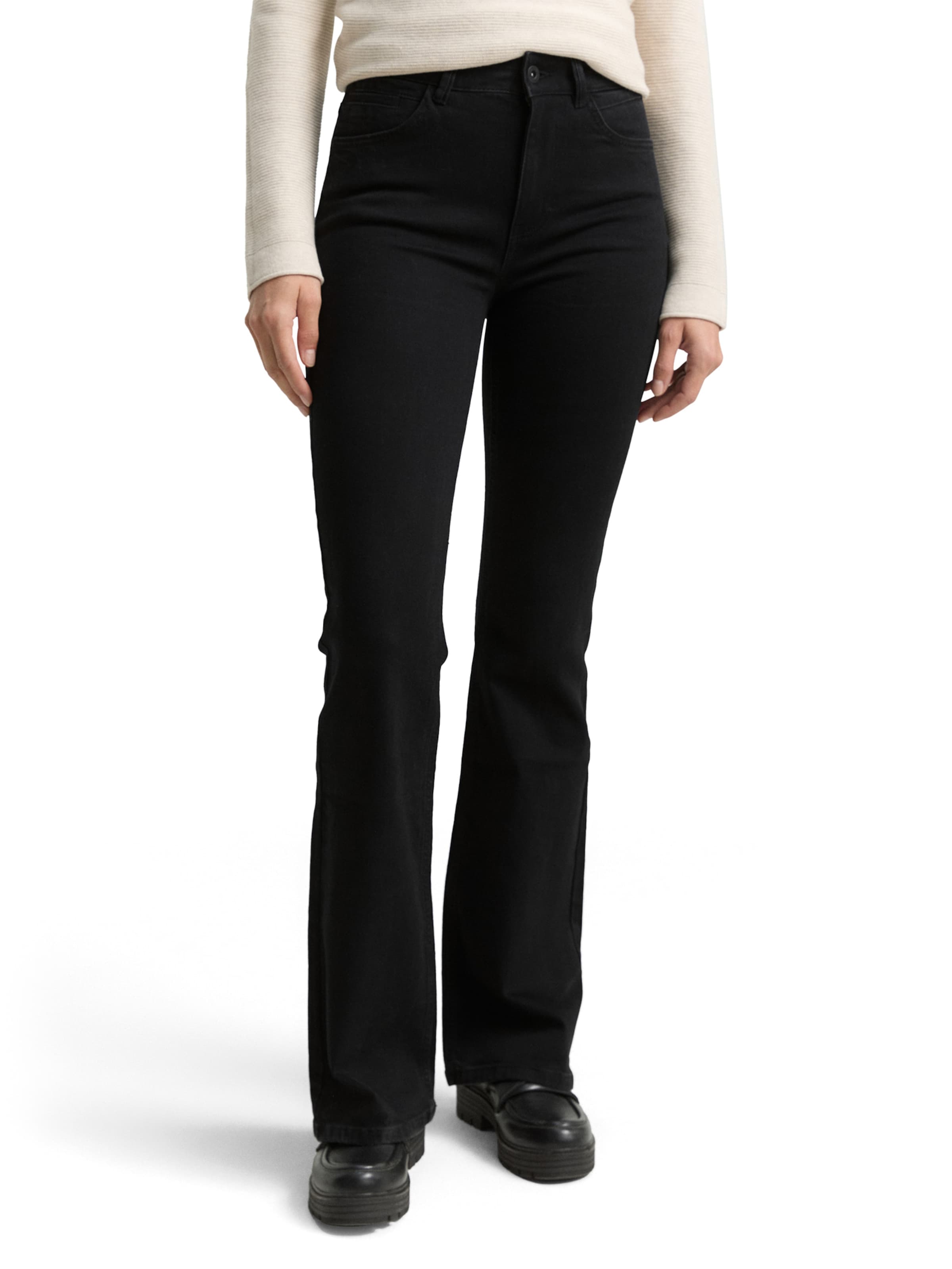 TOM TAILOR Flared Jeans 'Stella' in Black: front