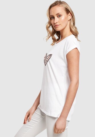 Merchcode T-Shirt 'Valentines Day - Leopard Heart' in Weiß