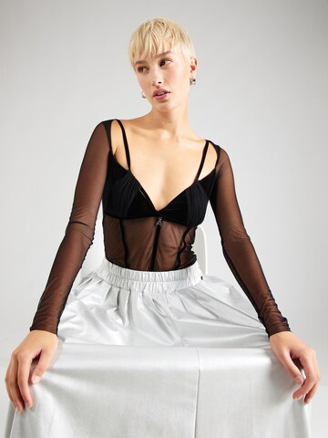 Body a camicia 'MAGLIA' di PATRIZIA PEPE in nero: frontale