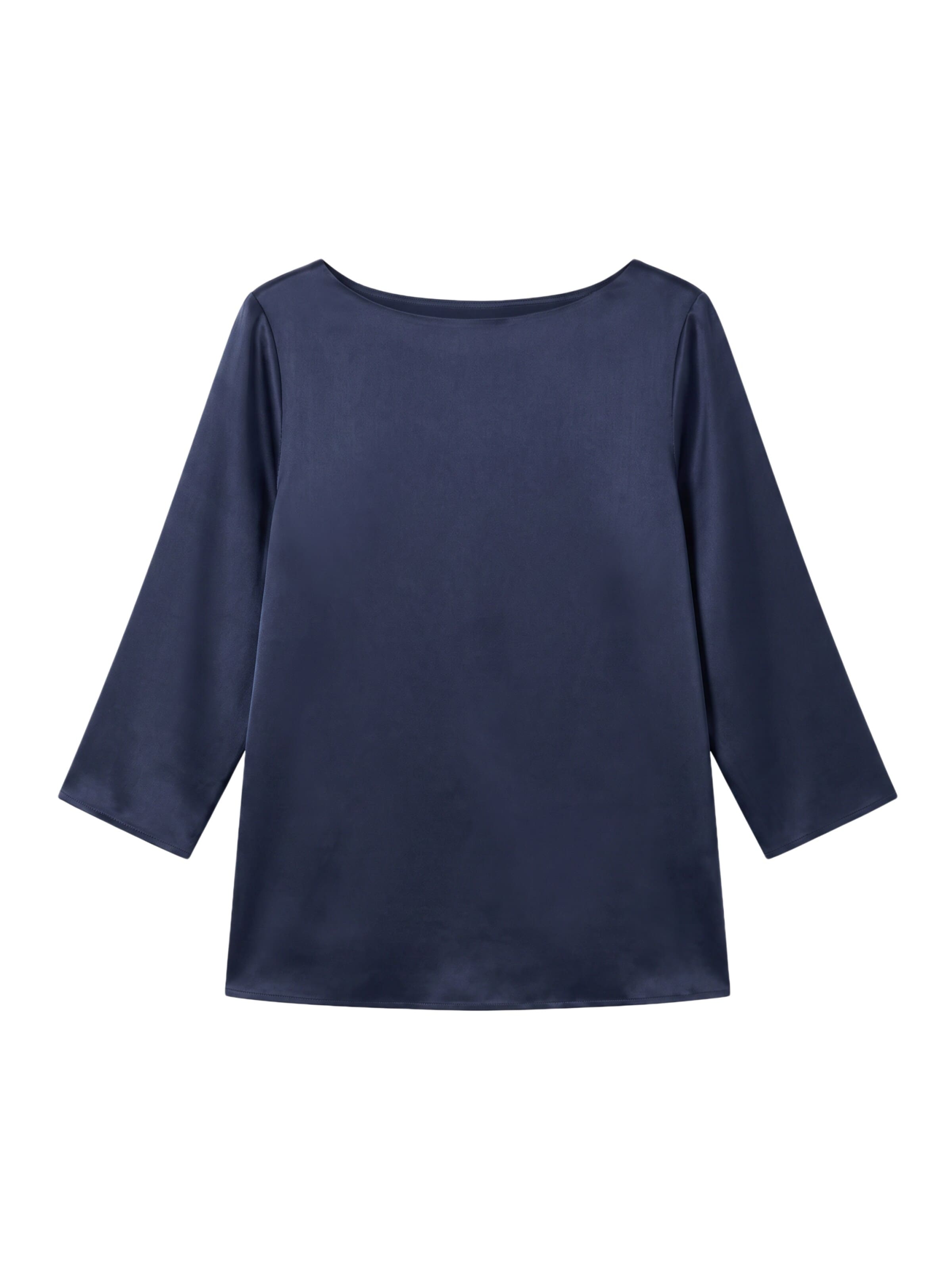 Lilysilk Blouse '3/4 Ärmel Seidenbluse mit Boot-Hals' in Blauw: voorkant