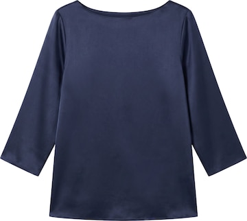 Lilysilk Blouse '3/4 Ärmel Seidenbluse mit Boot-Hals' in Blauw: voorkant