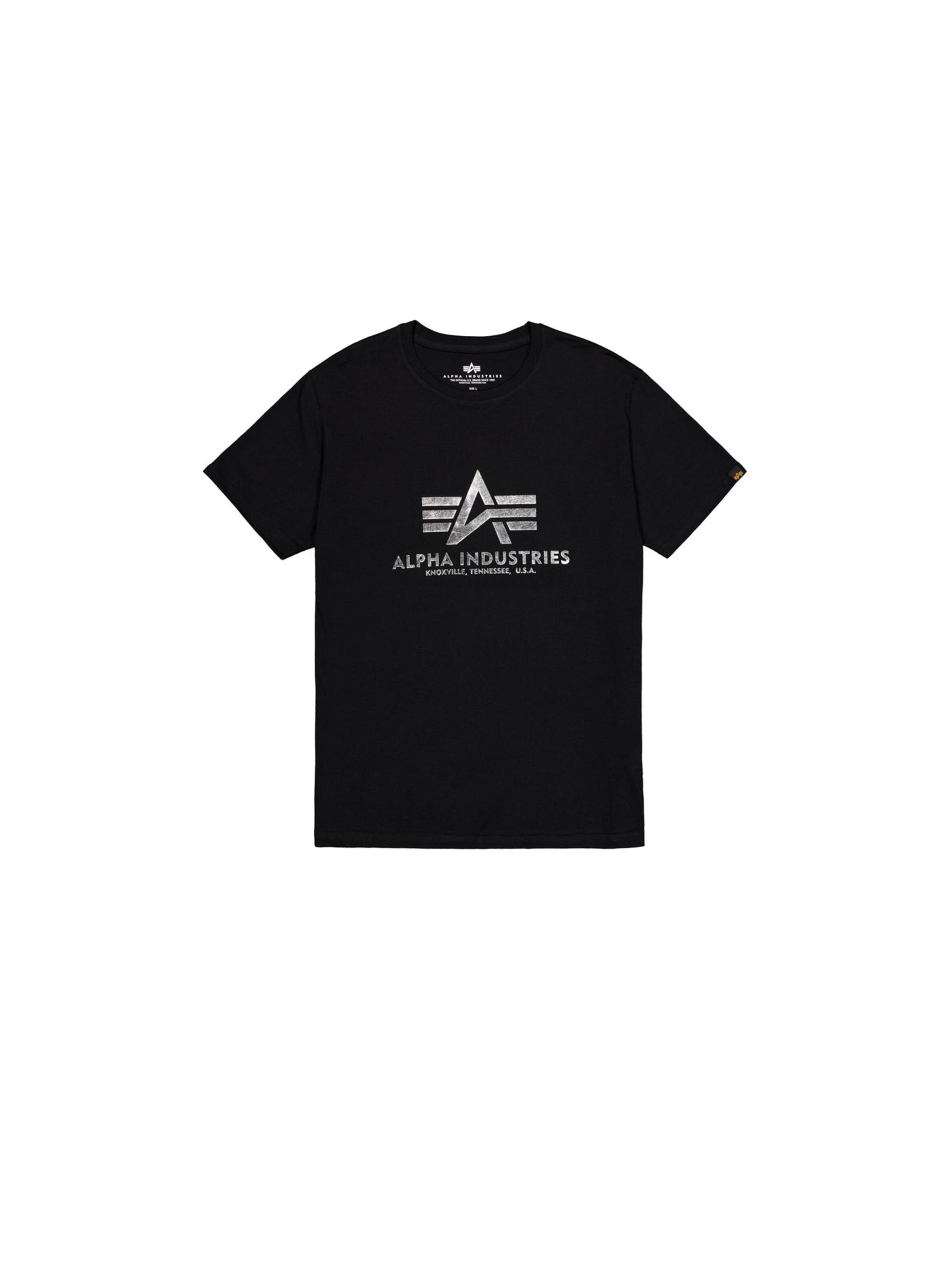 ALPHA INDUSTRIES Shirt 'Basic logo Foil'‌‌‌‌‌‌‌‌‌‌ in Schwarz: Vorderseite