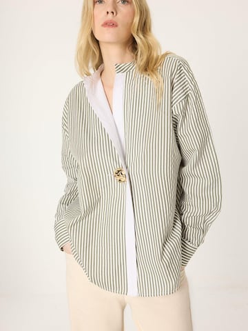 Touché Privé Tuniek 'Striped Tunic With Metal Buttons' in Groen